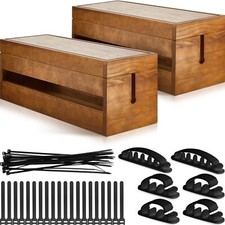 48 Pcs Wooden Cable Management Box Cable Organizer Box Set Cord Hider Cable Clip picture