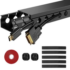 ENONCI Updated Cable Raceway Kit - 77 (5x15.4) Inch Open Slot 5 Pack, Black  picture