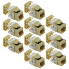 10x CAT6 RJ45 Ethernet LAN Network Keystone Jack 180 Degree 110 Punch Down Ivory picture