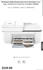 HP DeskJet 4255e Wireless AI-Enabled All-in-One Inkjet Print w/ 3 Months Instant picture