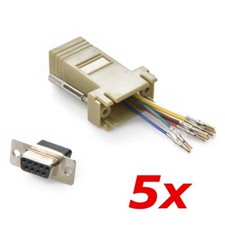 5 Pack - DB9 9-Pin Serial RS232 Female to RJ45 Female Modular Adapter Converter picture