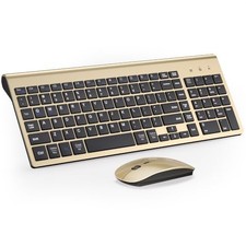 Wireless Keyboard Mouse Combo, Gold Black, Ergonomic, USB Connection picture