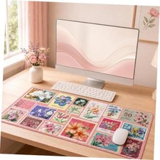 Floral Desk Pad Mat, XXL Large Mouse Pad, Pastel Pink Pastel Pink Flower picture