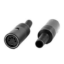 6cm Length Black Plastic DIN 5 Pin In-Line Female Socket 2 Pcs picture
