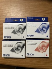 Set New 4 Genuine Epson R800 R1800 print inks T054820-T054120-T054920-T054720 picture