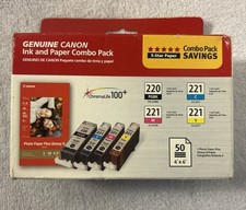 Genuine Canon PGI-220BK / CLI-221C,M,Y Ink & Photo Paper Combo Pack Sealed inks picture