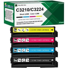 C3224 C3210 Toner Cartridges [with Chip] 4-Color CMYK Replacement for Lexmark... picture