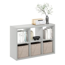6 Cube Bookshelf Extra Thick Frame Light Grey Furinno Cubicle LU22005LG picture
