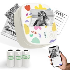 Mini Sticker Printer AHM2, Mini Thermal Printer with 3 Rolls Paper, Portable ... picture