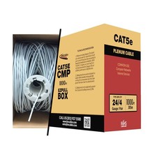 BN Cables Cat 5e Plenum CMP Rated Solid 1000ft Bulk 350 Mhz 24 AWG Cable Gray picture
