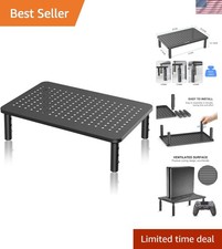 Sleek Vented Monitor Stand Riser - 3 Adjustable Heights for Efficient Workspace picture