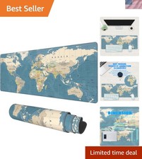 Desk Mat, Blue Vintage World Map Extended Gaming Mouse Pad Large, 31.5