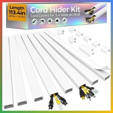Wire Hider Kit Cord Covers 3-4 Wires Paintable 113.4in White Cable Management picture
