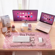 Pink Ergonomic Mouse Pad with Wrist Rests Set for Desk Accessories picture