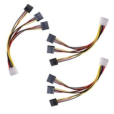 3 Pack 4Pin Molex to 3X Sata 15Pin Splitter Connector Power Supply Cable picture