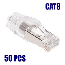 50 PACK CAT8 RJ45 Network Ethernet Shielded Plug Cable Connector End Clear Boot picture