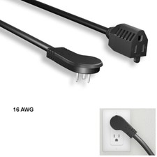 10PCS 2ft 16AWG Low Profile Angled Power Extension Cable NEMA 5-15P/R 13A/125V picture