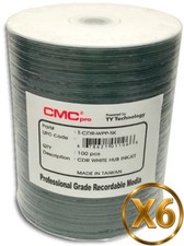 600-Pak CMC Pro (TY Technology) White Inkjet Hub Printable 52X 80-Minute CDR's picture