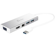 j5create USB 3.0 Hub with HDMI, VGA, RJ45 Gigabit Ethernet, 2 USB 3.1 Type picture