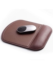 Brown Office Square Leather Mouse Pad with Wrist Rest Non-Slip Design, Busine... picture