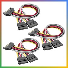 3-Pack 15-Pin SATA Power Y-Splitter, 8 inches picture