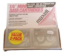 NOS Maxell DC-2120 1/4” 2-Pack Mini Data Cartridge Tapes QIC 80 Formatted picture