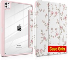 Tablet Case for iPad Pro 13 inch M5 2025/M4 2024, Rose Floral, Trifold Stand picture