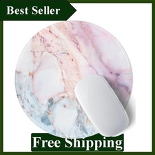 7.87-Inch Pink Marble Mouse Pad - Chic Design with Anti-Slip Rubber Base picture