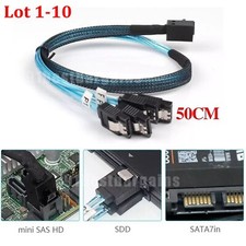 High Quality miniSAS HD SFF8643 to (4) SATA Breakout Forward Cable 50cm 0.5m Lot picture