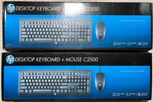 Lot of 2 HP Wired Desktop Keyboard & Mouse Combo C2500 New Sealed picture