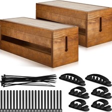 48 Pcs Wooden Cable Management Box Cable Organizer Box Set Cord Hider Cable C... picture