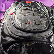 Samsonite Solid Black/Red Backpack with Padded Adjustable Straps picture