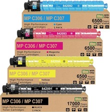 Compatible w/ Ricoh MP C306 C406 C307 C407 842091-94 Toner 4-Pack w/Chip BCMY picture