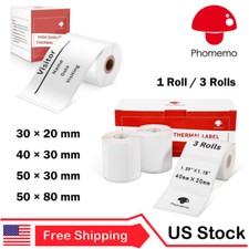 1/3Rolls Square Sticker Label Self-Adhesive Tag Thermal Paper for Phomemo M110 picture