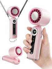 Rechargeable Handheld Fan with Cooling Plate, 199 Speeds and LED Soft Pink picture