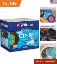 High-Grade 10Pk CD-R Discs 700MB 80Min - Bold Colors & Retro Vinyl Design picture