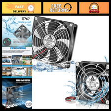 12V DC Waterproof Cooling Fan Bundle - 120mm & 80mm High Speed Brushless Fans fo picture