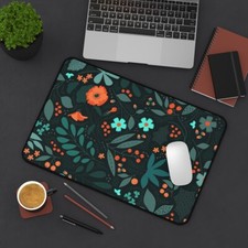 Flower Pattern Desk Mat, Minimalist Aesthetic Desk Mat, Botanical Desk Mat picture