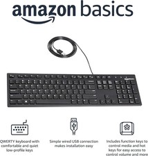 Amazon Basics Wired Keyboard Full-Sized QWERTY Layout Black picture