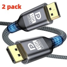 2xDisplayPort 2.1 Cable 80Gbps VESA 16K@60Hz 8K@120Hz 4K@240Hz HDR Braided 6.6ft picture