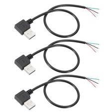 3pcs 1Ft USB Male to 4pin Pigtail Cable 28AWG Data Power Cords Right Angle picture