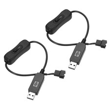 2Pack USB to 4 Pin PWM 12V Step-Up Fan Power Adapter Cable with Switch 11.8