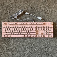 Retro Steampunk Typewriter-Style Gaming Keyboard Pink LED Backlit USB picture