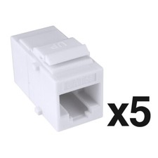 Construct Pro Cat5e Keystone Pass-Through Coupler Jack Insert (White, 5-Pack) picture