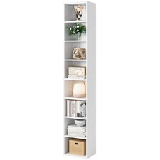 Bamjoy 71 Inches Tall Narrow Bookshelf, 8-Tier CD DVD Slim Media Tower Rack, ... picture
