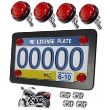 Motorcycle License Plate Frame, Black Motorcycle Black frame with red caps picture