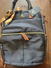 MATEIN Padded Solid Laptop Backpack Bag - Black with Brown Trim/Handles picture