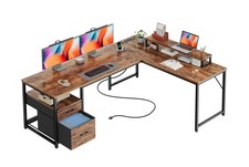 PRAISUN 63 Inch L Shaped Desk with Power Outlets and USB-C Port, Computer Cor... picture