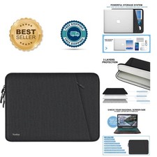 Ultra-Slim 14-Inch Shockproof Laptop Sleeve with Pocket - Portable Black Cover picture