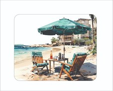 Hawaii Big Sandy Beach Getaway Mouse Pad Watercolor Painting Art 7 3/4 x 9